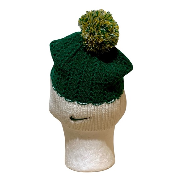 Nike Green and White Baylor Beanie with Pom - Picture 3 of 3